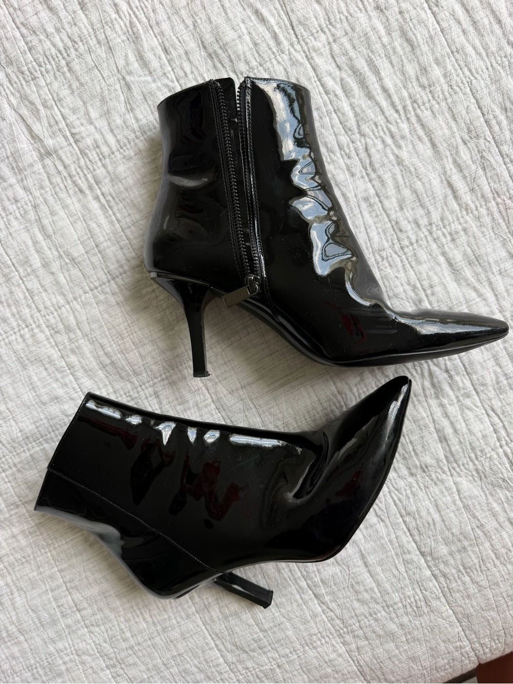 Michael Kors Black Patent Pointed Toe Stiletto Ankle Boots